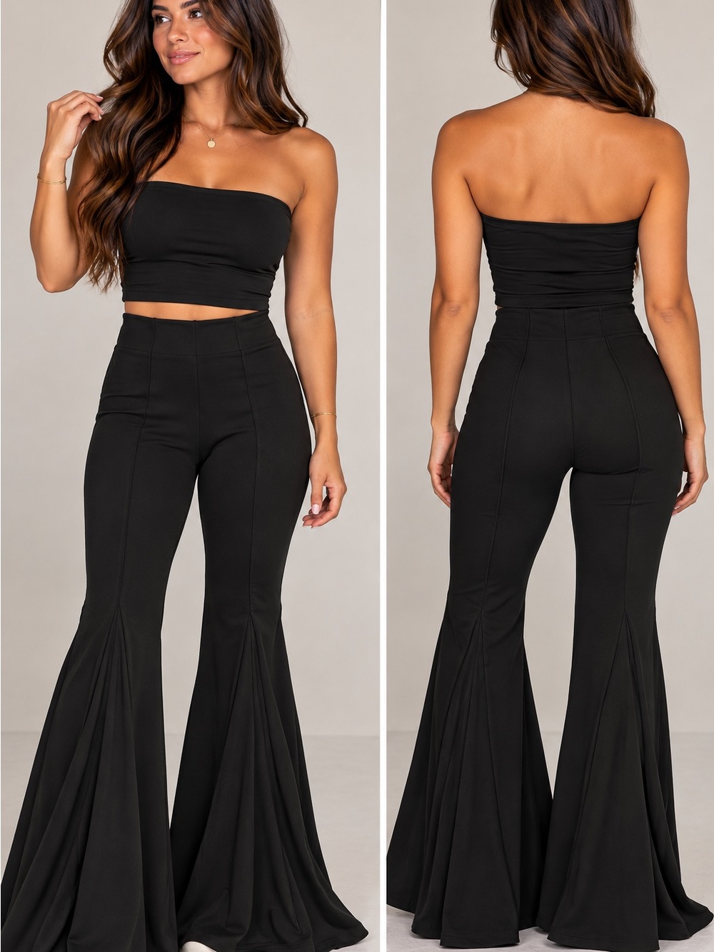 H&M Black High-Waist Flared Pants